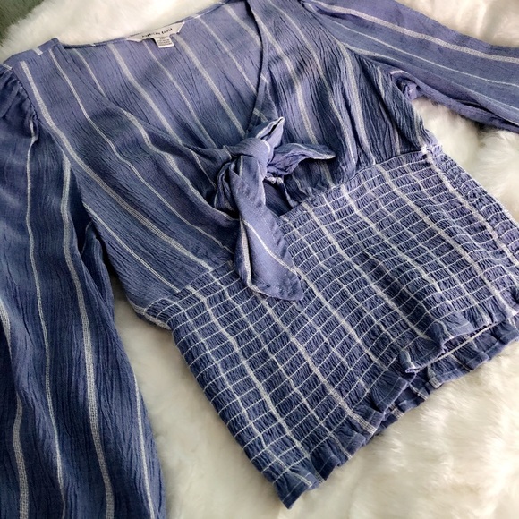 American Eagle Outfitters Tops - AE Smocked Tie Front Top